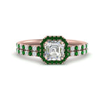 Load image into Gallery viewer, asscher-cut-emerald-halo-wedding-ring-set-in-rose-gold-FD8523ASGEMGR-NL-RG