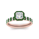 Load image into Gallery viewer, asscher-cut-emerald-halo-wedding-ring-set-in-rose-gold-FD8523ASGEMGR-NL-RG