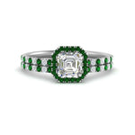 Load image into Gallery viewer, asscher-cut-emerald-halo-wedding-ring-set-in-white-gold-FD8523ASGEMGR-NL-WG