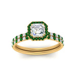 Load image into Gallery viewer, asscher-cut-emerald-halo-wedding-ring-set-in-yellow-gold-FD8523ASGEMGR-NL-YG