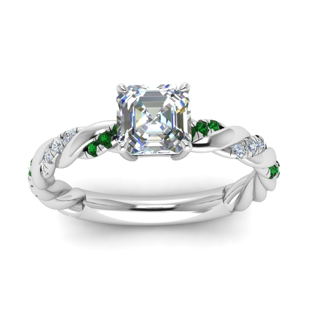 Twisted Vine Asscher Diamond Ring