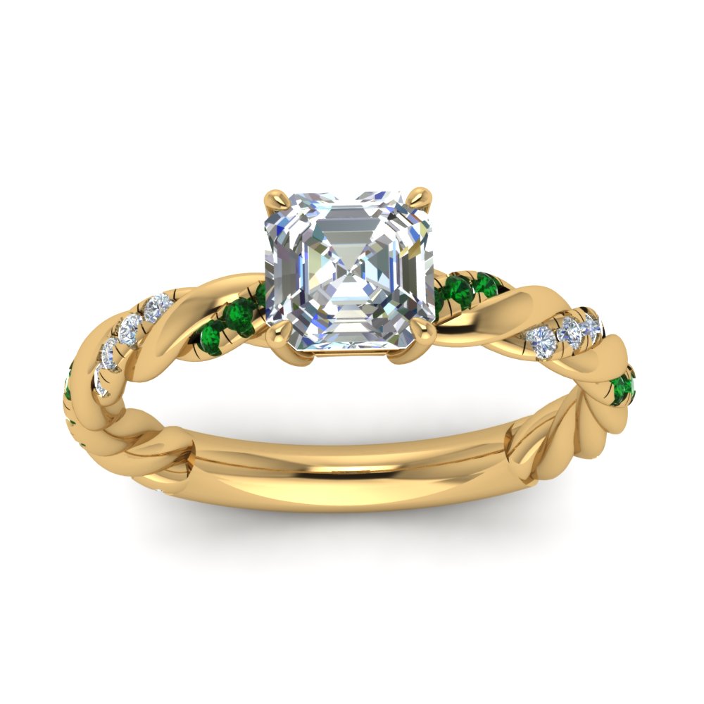 Twisted Vine Asscher Diamond Ring