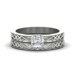 Load image into Gallery viewer, asscher-cut-filigree-single-stone-diamond-wedding-ring-set-in-white-gold-FDENS3289AS-NL-WG.jpg?v=1763371202
