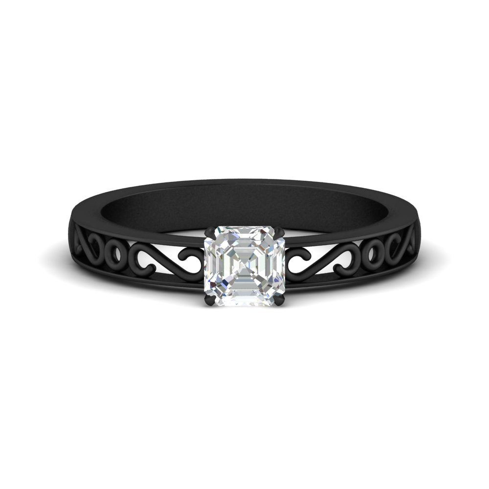 asscher-cut-filigree-single-stone-engagement-ring-in-black-gold-FDENS3289ASR-NL-BG.jpg?v=1763370575
