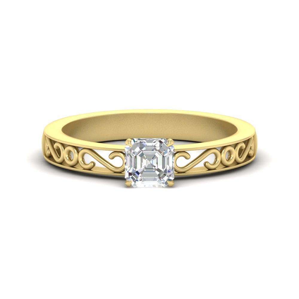 Filigree Single Stone Solitaire Ring