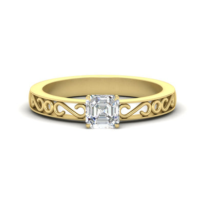 Filigree Single Stone Solitaire Ring