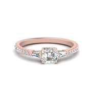 Delicate Antique Pave Asscher Cut Diamond Ring