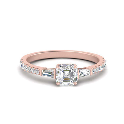 Delicate Antique Pave Asscher Cut Diamond Ring
