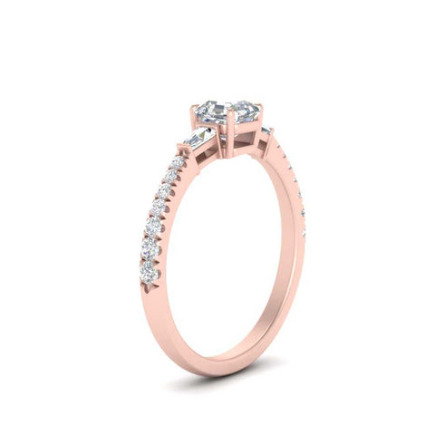 Delicate Antique Pave Asscher Cut Diamond Ring