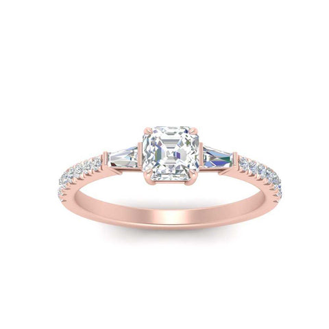 Delicate Antique Pave Asscher Cut Diamond Ring