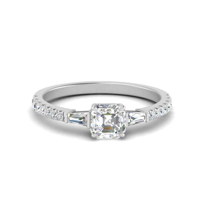 Delicate Antique Pave Asscher Cut Diamond Ring