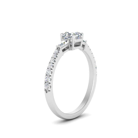 Delicate Antique Pave Asscher Cut Diamond Ring