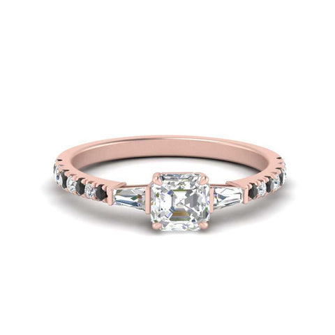 Delicate Antique Pave Asscher Cut Diamond Ring