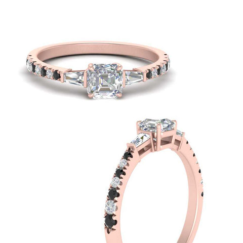 Delicate Antique Pave Asscher Cut Diamond Ring