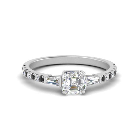 Delicate Antique Pave Asscher Cut Diamond Ring