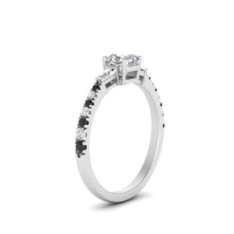 Delicate Antique Pave Asscher Cut Diamond Ring