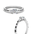 Thumbnail 62 - Delicate Antique Pave Asscher Cut Diamond Ring