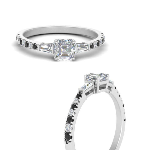 Delicate Antique Pave Asscher Cut Diamond Ring