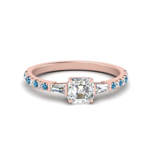 Delicate Antique Pave Asscher Cut Diamond Ring