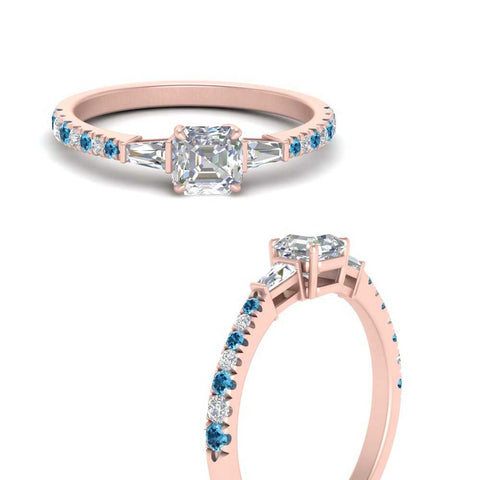 Delicate Antique Pave Asscher Cut Diamond Ring