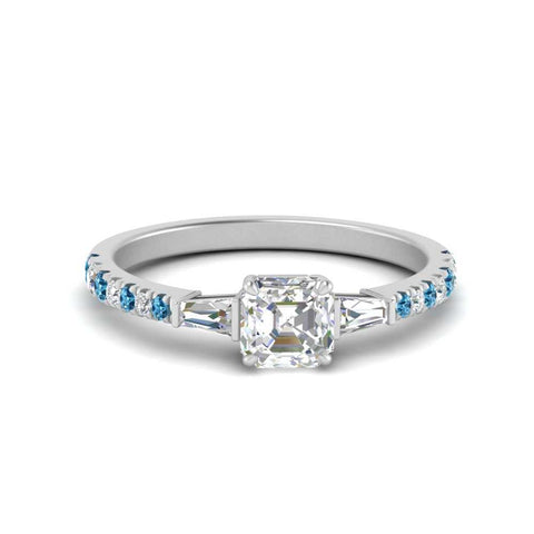 Delicate Antique Pave Asscher Cut Diamond Ring