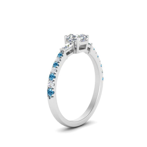 Delicate Antique Pave Asscher Cut Diamond Ring
