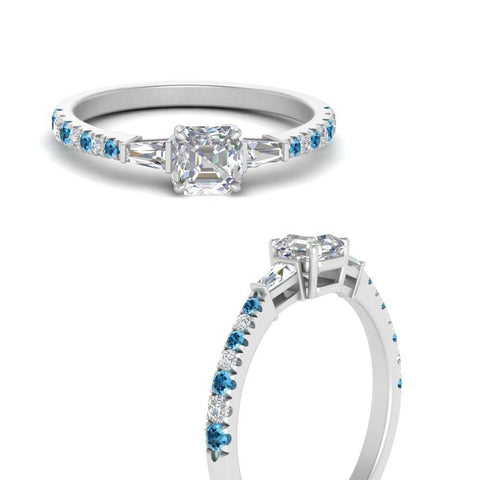 Delicate Antique Pave Asscher Cut Diamond Ring