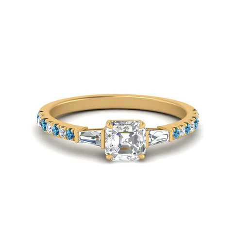 Delicate Antique Pave Asscher Cut Diamond Ring