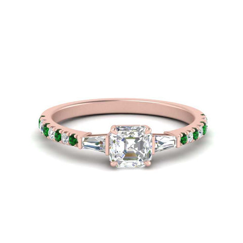 Delicate Antique Pave Asscher Cut Diamond Ring