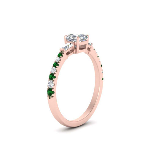 Delicate Antique Pave Asscher Cut Diamond Ring