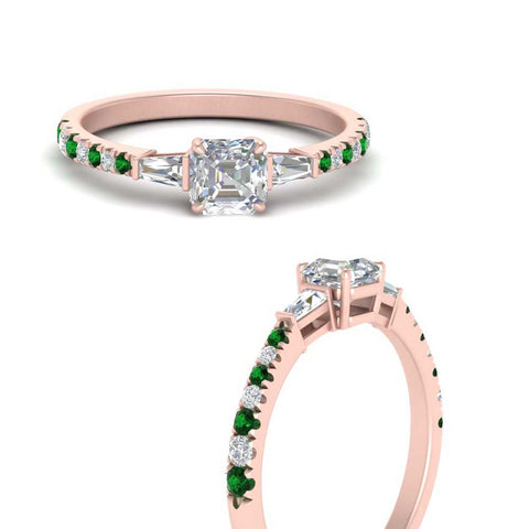 Delicate Antique Pave Asscher Cut Diamond Ring