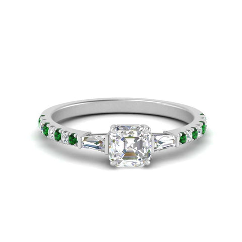 Delicate Antique Pave Asscher Cut Diamond Ring