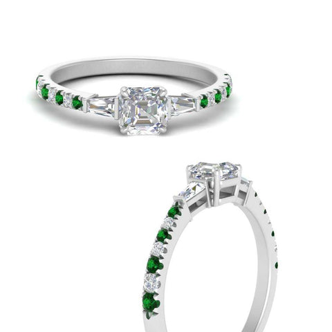 Delicate Antique Pave Asscher Cut Diamond Ring