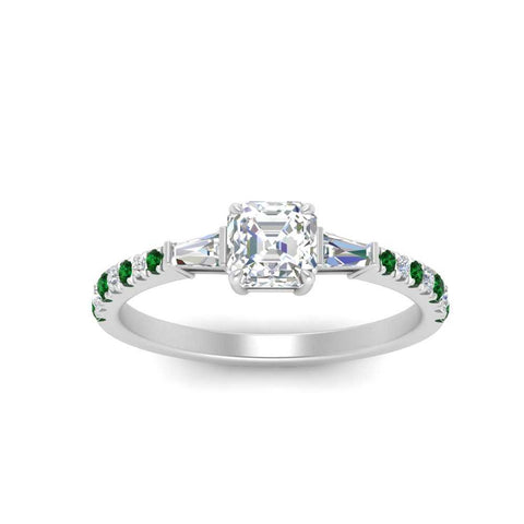 Delicate Antique Pave Asscher Cut Diamond Ring