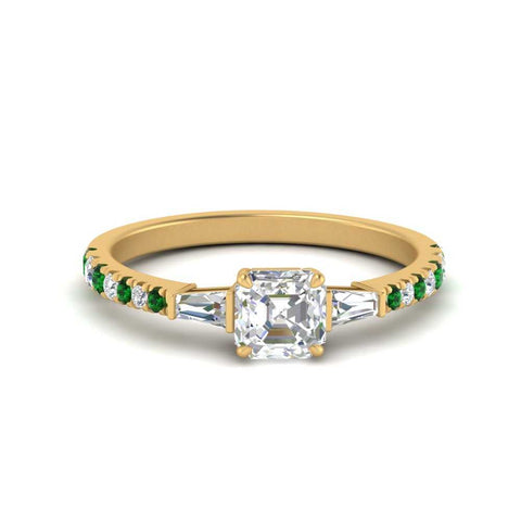 Delicate Antique Pave Asscher Cut Diamond Ring