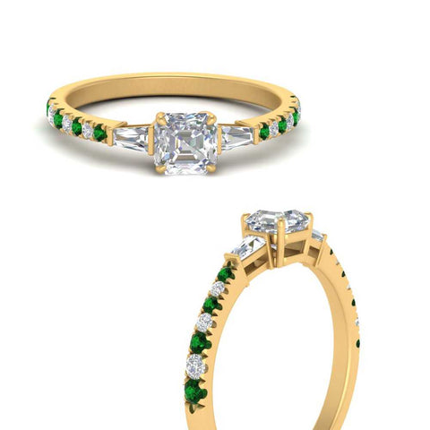 Delicate Antique Pave Asscher Cut Diamond Ring