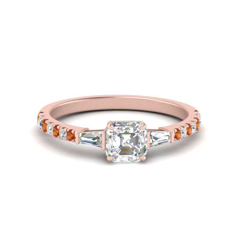 Delicate Antique Pave Asscher Cut Diamond Ring