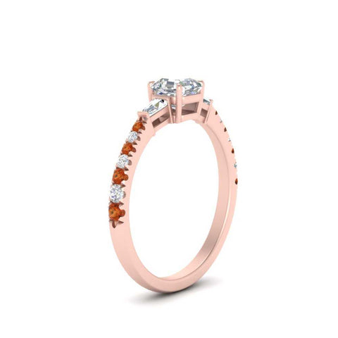 Delicate Antique Pave Asscher Cut Diamond Ring