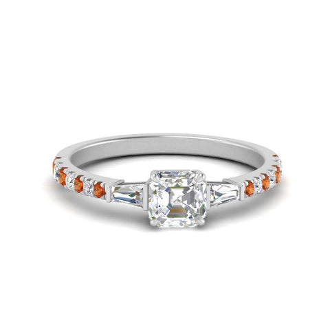 Delicate Antique Pave Asscher Cut Diamond Ring