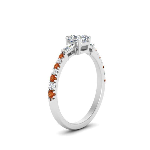 Delicate Antique Pave Asscher Cut Diamond Ring