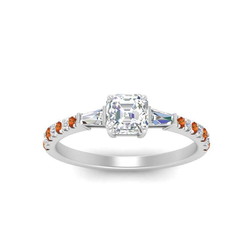 Delicate Antique Pave Asscher Cut Diamond Ring