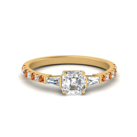 Delicate Antique Pave Asscher Cut Diamond Ring