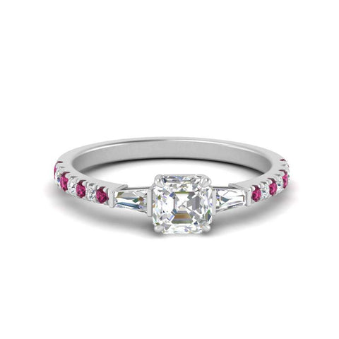 Delicate Antique Pave Asscher Cut Diamond Ring
