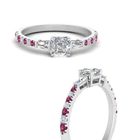 Delicate Antique Pave Asscher Cut Diamond Ring