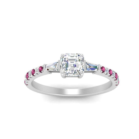 Delicate Antique Pave Asscher Cut Diamond Ring