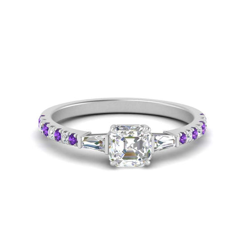 Delicate Antique Pave Asscher Cut Diamond Ring