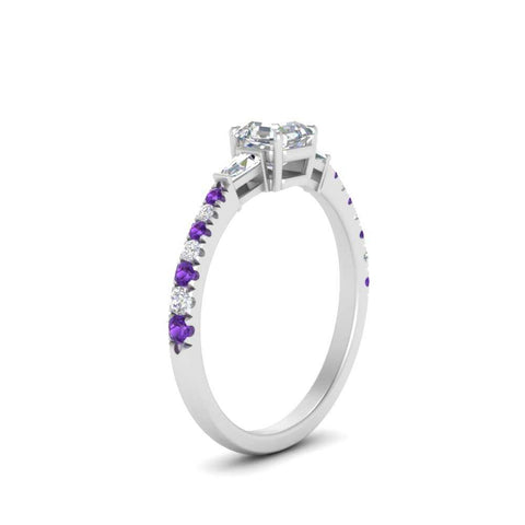 Delicate Antique Pave Asscher Cut Diamond Ring