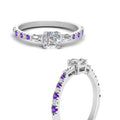 Thumbnail 70 - Delicate Antique Pave Asscher Cut Diamond Ring