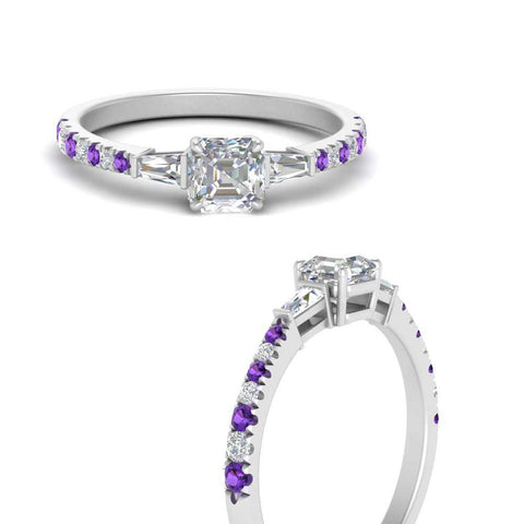Delicate Antique Pave Asscher Cut Diamond Ring
