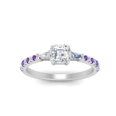 Delicate Antique Pave Asscher Cut Diamond Ring